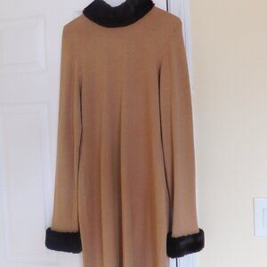 Wool Dress with Faux Fur Detail